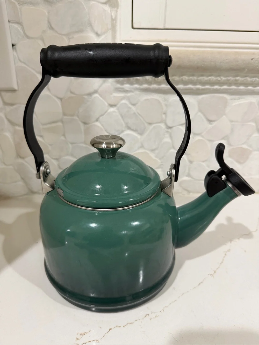 Le Creuset Green Enamel Stovetop Whistling Tea Demi Kettle